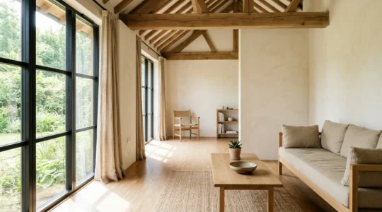 Intérieur sain avec matériaux naturels dans une maison moderne