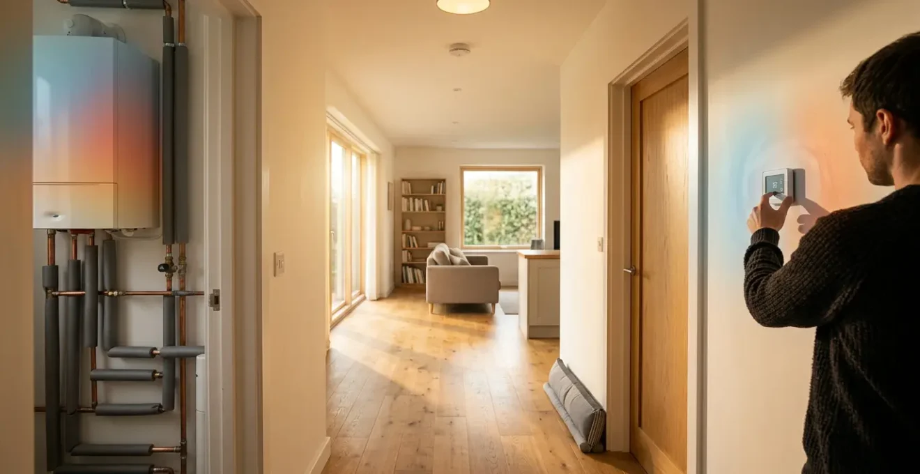 Intérieur de maison avec solutions d'économie d'énergie visibles et thermographie colorée