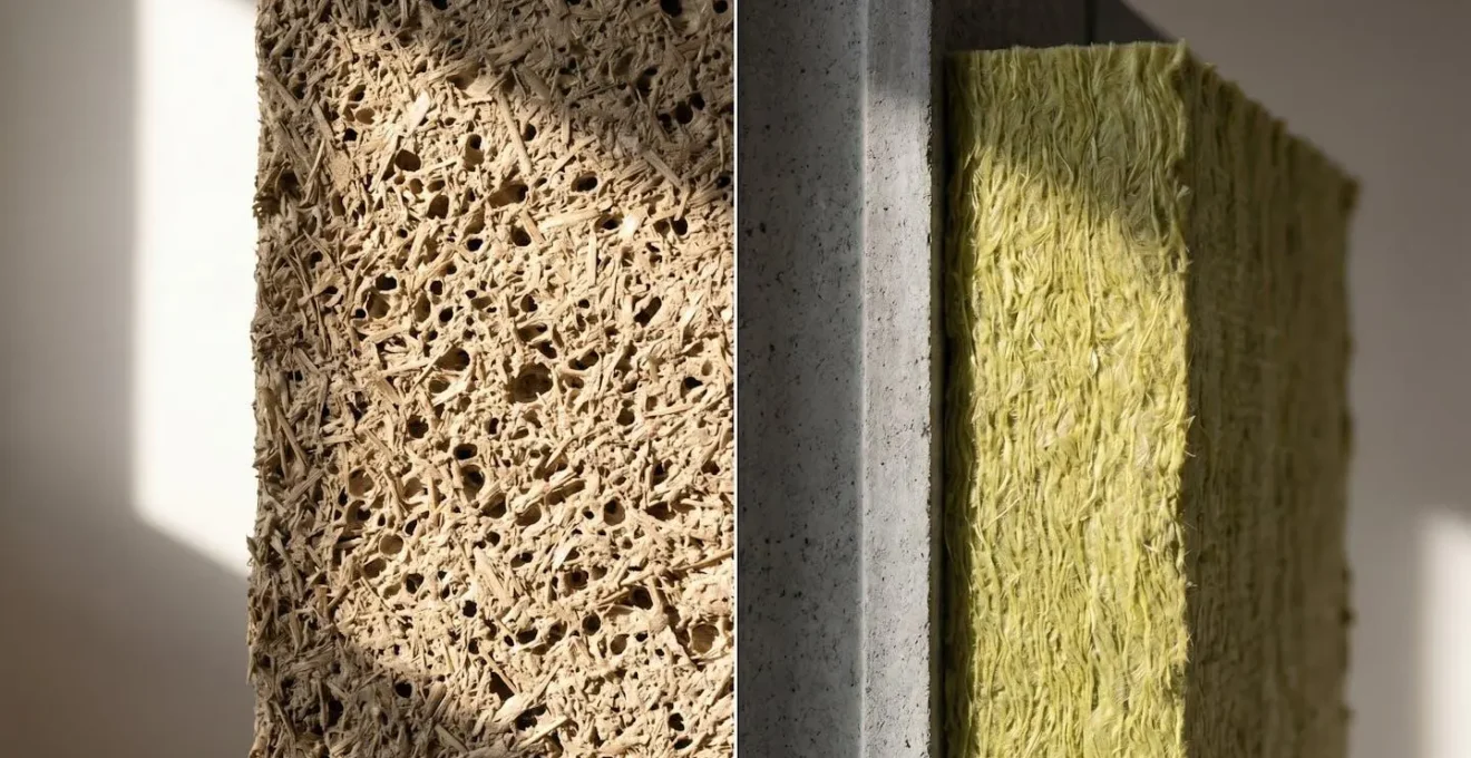 Comparaison visuelle du confort thermique entre béton de chanvre et parpaing isolé