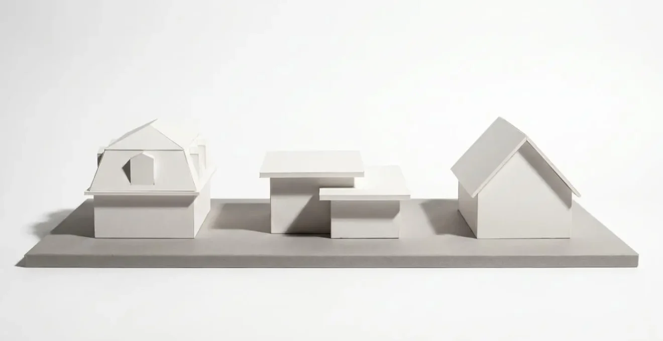Coupe architecturale montrant différents types de toitures et leur impact sur le volume habitable