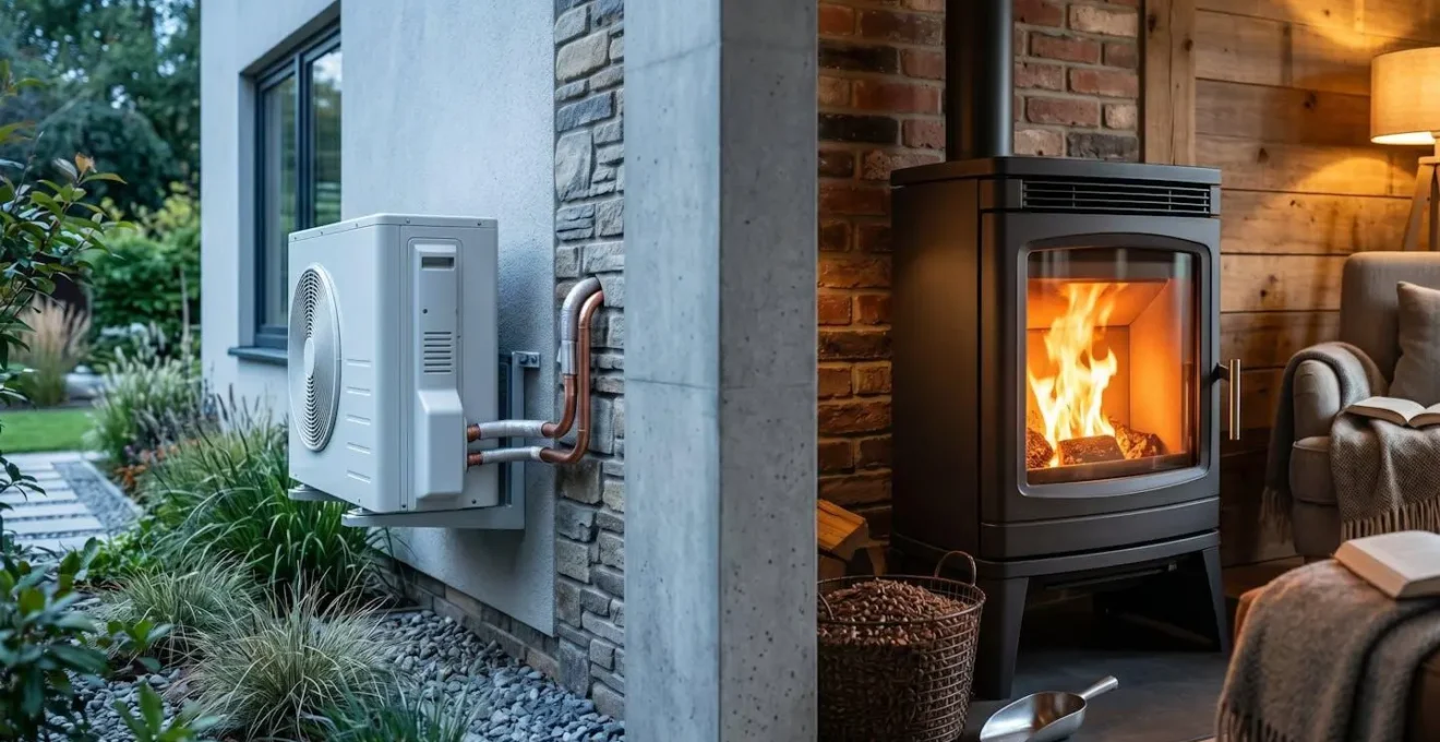 Installation d'une pompe à chaleur et d'un poêle à granulés dans une maison moderne